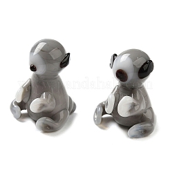 手作りランプワーク家の装飾  ギフト用の3Dベアオーナメント.  グレー  13~15x15~16x17.5~20mm&nbsp;LAMP-K039-08