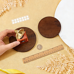 フラットラウンドい木製ディスプレイ台座1個  ステッカー付き  ココナッツブラウン  12x1.05cm&nbsp;AJEW-WH0485-37B