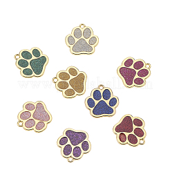 合金エナメルチャーム  鉄のリング付き  鉛フリー＆カドミウムフリー  犬の足跡  ゴールドカラー  ミックスカラー  29.5x29.5x1.7mm  穴：3mm  8色  1セット/カラー  8セット/箱&nbsp;PALLOY-CJ0001-66-RS