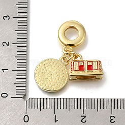 Brass Red & Green Enamel European Dangle Charms&nbsp;KK-R002-21G