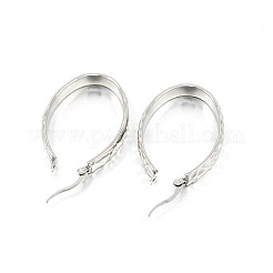 変色しにくい304ステンレススチールフープピアス  低刺激性のイヤリング  オーバル  ステンレス鋼色  38x25x4.5mm  ピン：1.2x0.5mm&nbsp;EJEW-O024-01