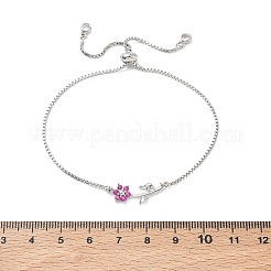 Adjustable Brass Micro Pave Clear Cubic Zirconia Box Chain Slider Bracelets&nbsp;BJEW-C156-09P-04
