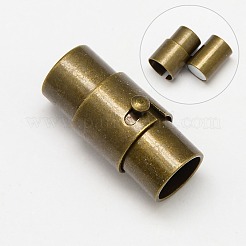 真鍮製ロッキングチューブマグネットクラスプ  コラム  アンティークブロンズ  18x10mm  穴：8mm&nbsp;KK-Q089-AB