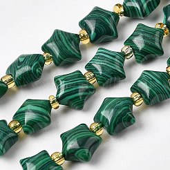 合成マラカイトビーズ連売り  スター  シードビーズで  9~10x9~10x6mm  穴：1mm  約36個/連  14.96''（38センチメートル）&nbsp;G-Z080-A31-10mm