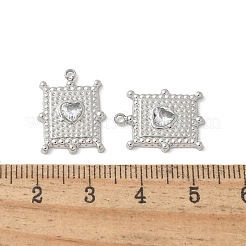 304ステンレススチールクリスタルラインストーンペンダント  長方形のハートチャーム  ステンレス鋼色  18x13.5x3mm  穴：1.5mm&nbsp;STAS-Z122-52P