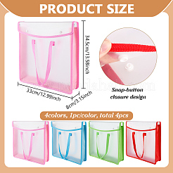 4Pcs 4 Colors Translucent PP Book Storage Tote Bags with Polyester Handles&nbsp;ABAG-FG0001-12