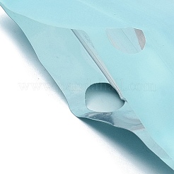 長方形のプラスチック製陰陽柄の再封可能な袋  グラデーションカラートップシール収納袋  セルフシールバッグ  窓と吊り下げ穴付き  淡いターコイズ  9.9x7x0.15cm&nbsp;OPP-H001-01D-03