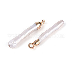 バロック天然ケシパールペンダント  コラムチャーム  真鍮のループを有します  ライトゴールド  24~29x5~7x4~7mm  穴：1.5~2mm&nbsp;PEAR-P004-09KCG