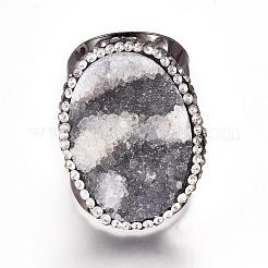 Natural Gemstone Cuff Finger Rings&nbsp;RJEW-K226-E
