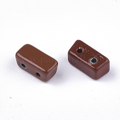 スプレー塗装合金マルチ連リンク  タイル弾性ブレスレット作り用  台形  サドルブラウン  8x4x4mm  穴：1mm&nbsp;PALLOY-T068-09-75