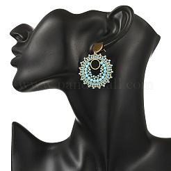 304 Stainless Steel with Glass Seed Beads Stud Earrings&nbsp;EJEW-MZ00761-01
