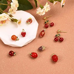 18Pcs Mixed Enamel Fruits Charms Pendant Imitation Fruit Charm Colorful Alloy Enamel Pendant for Jewelry Necklace Bracelet Earring Making Crafts&nbsp;JX186A