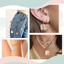 30個5スタイルプリントアロイペンダント  ゴールドカラー  カドミウムフリー＆ニッケルフリー＆鉛フリー  猫の形のチャーム  ミックスカラー  22x17x3mm  穴：2mm  6個/スタイル&nbsp;ENAM-CJ0005-51