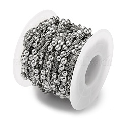 ビーズ付き304ステンレススチールチェーン  ハンダ付け  スプールで  二重丸  ステンレス鋼色  8x4mm&nbsp;CHS-F020-11P
