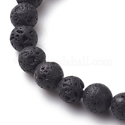 Round Natural Lava Rock Beaded Stretch Bracelets&nbsp;BJEW-JB05506