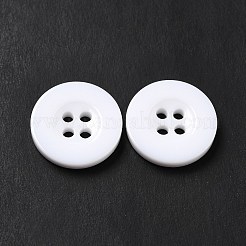 樹脂ボタン  染め  フラットラウンド  ホワイト  16x3mm&nbsp;RESI-D033-16mm-01
