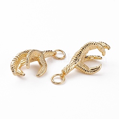 真鍮チャーム  カドミウムフリー＆鉛フリー  爪  ゴールドカラー  28x12.5x14.5mm  丸カン：6x1ミリ  穴：4mm&nbsp;KK-C100-11G