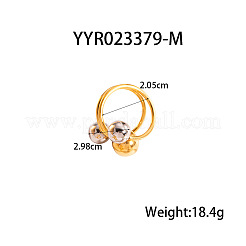 304ステンレススチール製インターロッキングサークルボール調節可能な女性用カフリング  本金メッキ&ステンレススチールカラー  29.8mm  内径：20.5mm&nbsp;UN0511-3