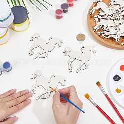絵画芸術のための未完成の木馬ペンダント  焼き絵  室内装飾  ジュートコード付き  ベージュ  93x90x2mm  穴：3.5mm&nbsp;LS-WOCR-WH0004-005
