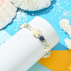 3Pcs Shell Pearl & Natural & Synthetic Mixed Gemstone Beads Stretch Bracelets for Women&nbsp;BJEW-JB13898