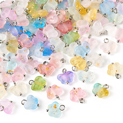 100PCSアクリルパーツ  蝶  金箔と真鍮の金具付き  ミックスカラー  11mm  穴：2.2mm&nbsp;PALLOY-TAC0168