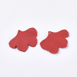塗装アクリルパーツスプレー  ラバー加工スタイル  イチョウ葉  レッド  33x45x2mm  穴：1.4mm&nbsp;X-MACR-S361-28D