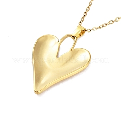 ハート 304 ステンレス ペンダント ネックレス  女性用アズキチェーンネックレス  18KGP本金メッキ  15.75インチ（40cm）  ペンダント：33x24.5mm&nbsp;NJEW-G083-01C-G