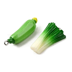 不透明樹脂ペンダント  野菜  プラチナ  17~36x14~22x7.5~13mm  穴：2mm&nbsp;CRES-D313-03P