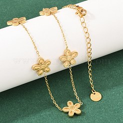 女性用フラワー304ステンレススチールネックレス＆スタッドピアスセット  イオンプレーティング（ip）  18KGP本金メッキ  12x13mm&nbsp;SJEW-K003-01G