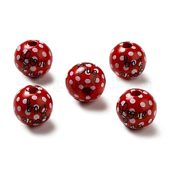 Printed Wood Round Beads&nbsp;WOOD-C012-01C