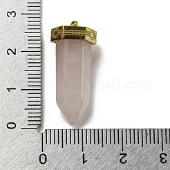 天然ローズクォーツは、ペンダントを指摘  ファセット加工された弾丸チャーム、金メッキの 304 ステンレススチール製金具  26~26.5x11.5x10mm  穴：1.4mm&nbsp;LS-STAS-K273-03G-01