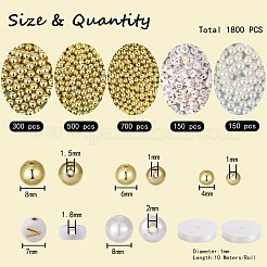 DIYジュエリー作成キット  アクリル＆模造真珠アクリルビーズを含む  弾性水晶の線  ミックスカラー  4mm  穴：1mm  700個/セット&nbsp;DIY-SZ0002-97