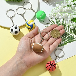 プラスチックキーホルダー  鉄パーツ  サッカー  7.5cm  ペンダント：32mm&nbsp;KEYC-YW00042-01