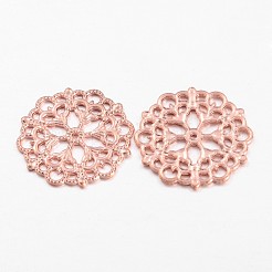 チベットスタイルフィリグリーのジョイナのリンク  カドミウムフリー＆鉛フリー  花  ローズゴールド  29x1mm  穴：1.2mm&nbsp;TIBE-A11623-RG-LF