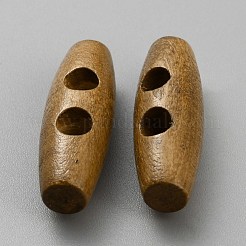 天然木ボタン  ホーントグルボタン  2穴  アクセサリー縫製用  キャメル  30x10mm  穴：5mm&nbsp;FIND-WH0423-53A-03