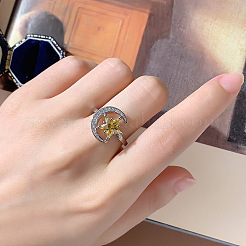 Brass Micro Pave Clear Cubic Zirconia Finger Rings for Women&nbsp;WGF1421-01