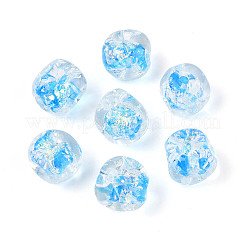 手作りのホイルランプワークビーズ連売り  バレル  ライトスカイブルー  10~11x9~10x9~10mm  穴：0.9~1.2mm  約40個/連  15.94~16.46''（40.5~41.8センチメートル）&nbsp;FOIL-T008-04D