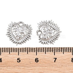 304ステンレススチールチャーム  太陽の光芒をイメージしたハート型のチャーム  ステンレス鋼色  14.5x14.5x2.5mm  穴：1.8mm&nbsp;STAS-L317-37P