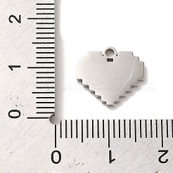 304ステンレススチールエナメルチャーム  ハートチャーム  ステンレス鋼色  12x13x1mm  穴：1.3mm&nbsp;X-STAS-L022-005P
