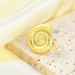 女性用304ステンレススチールオープンカフリング  巻き貝  ゴールドカラー  28x23.5mm  調整可能&nbsp;STAS-Z111-02G