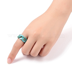 アクリルカーブチェーンフィンガー指輪  ダークターコイズ  内径：17mm&nbsp;RJEW-JR00311-01