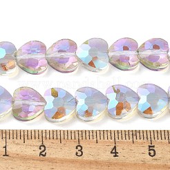 電気メッキガラスビーズセット  多面カット  ハート  ミックスカラー  9.5~10x9.5~10x4.5mm  穴：1mm  約44個/連  15.87インチ（40.3cm）&nbsp;EGLA-L045-D