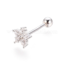 Anti-Tarnish Rhodium Plated 925 Sterling Silver Barbell Cartilage Earrings&nbsp;STER-I018-03P