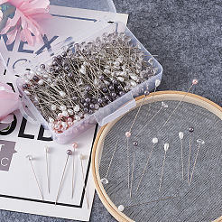 アイアンヘッドピン/ミシンピン  ストレートピン  アクリルイミテーションパール/プラスチックラウンドビーズ付き  ミックスカラー  16x9x4cm  500pc&nbsp;NEED-TA0001-02