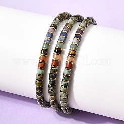 Natural African Turquoise(Jasper) & Non-magnetic Hematite Beaded Adjustable Bracelets for Unisex&nbsp;BJEW-K251-09W
