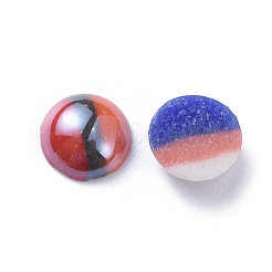 不透明ガラスカボション  トライカラーストライプ  半円  ミックスカラー  8x3.5mm&nbsp;X-GGLA-S038-12-8mm