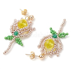 Glass Seed Beads Dangle Stud Earrings&nbsp;EJEW-MZ00326