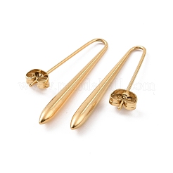304ステンレススチールダングルイヤリング  女性のための  コーン模様  38x3.5mm  ピン：0.8mm&nbsp;EJEW-C055-01B-G
