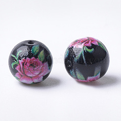 Printed & Spray Painted Glass Beads&nbsp;GLAA-S047-03B-01