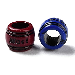 スプレープリントの不透明アクリルヨーロピアンビーズ  大穴ビーズ  ロンデル  ミックスカラー  12x9.5mm  穴：6.5mm  約1000個/500g&nbsp;SACR-P031-30B